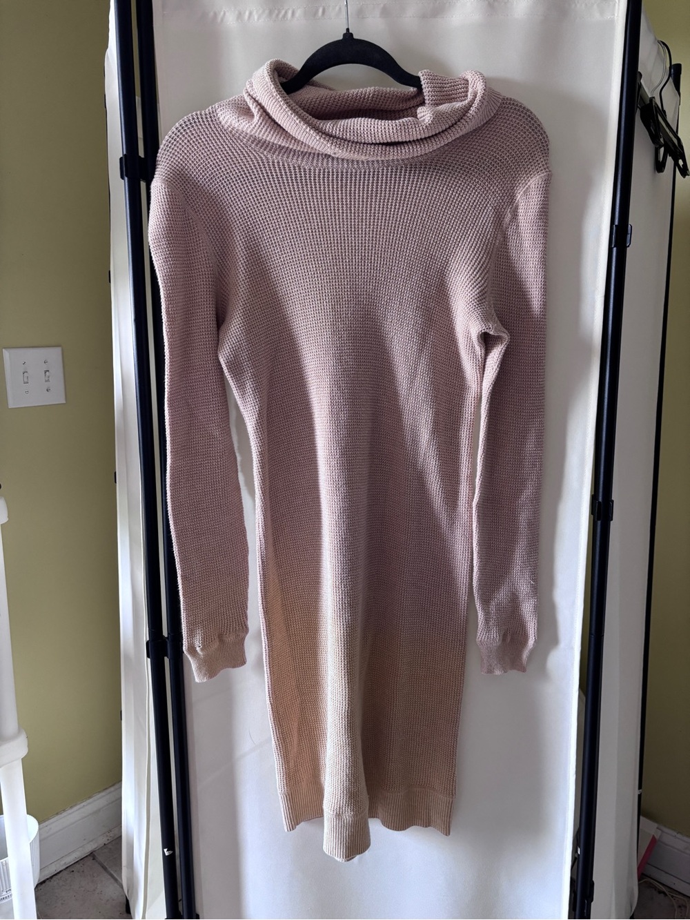 Ralph Lauren Cowl Neck Knit Sweater Dress in Beige